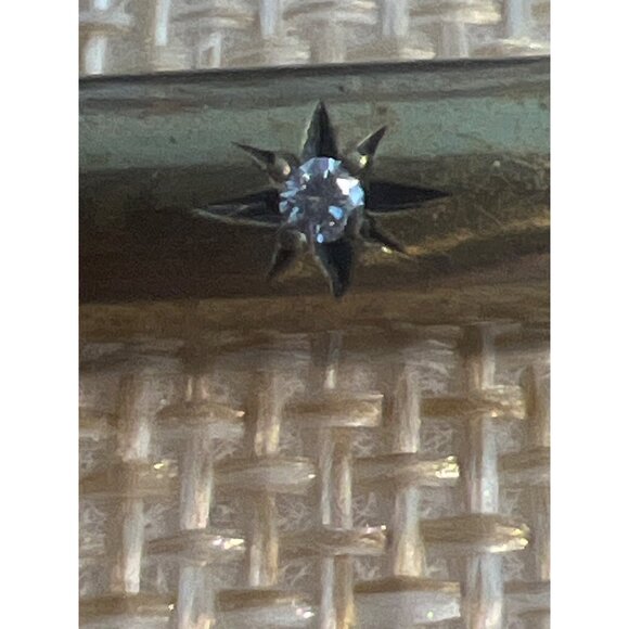 Thea Grant Seurat Raw Recycled Brass Bangle Bracelet Starburst Diamond Stone 8" - Picture 2 of 4